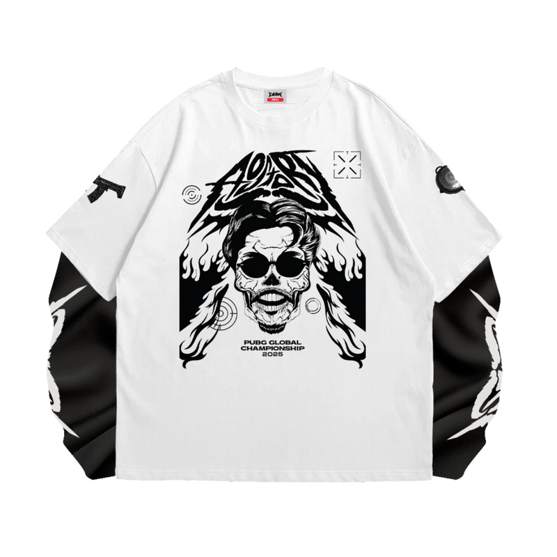 Skeleton fire Arm Ohana x PGC2025 [White/Black] Layers Long Sleeve T-Shirt