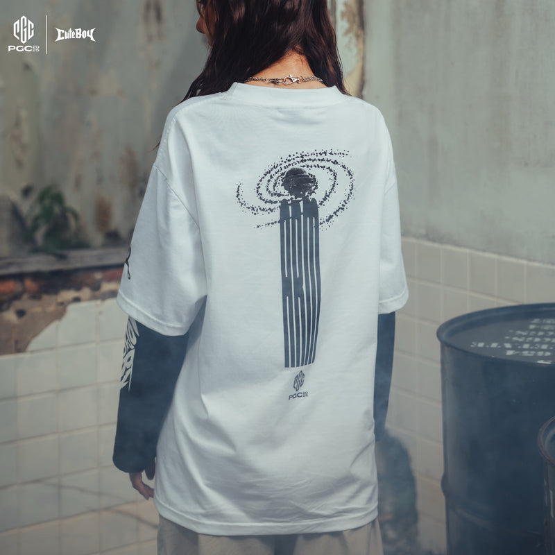 Skeleton fire Arm Ohana x PGC2025 [White/Black] Layers Long Sleeve T-Shirt